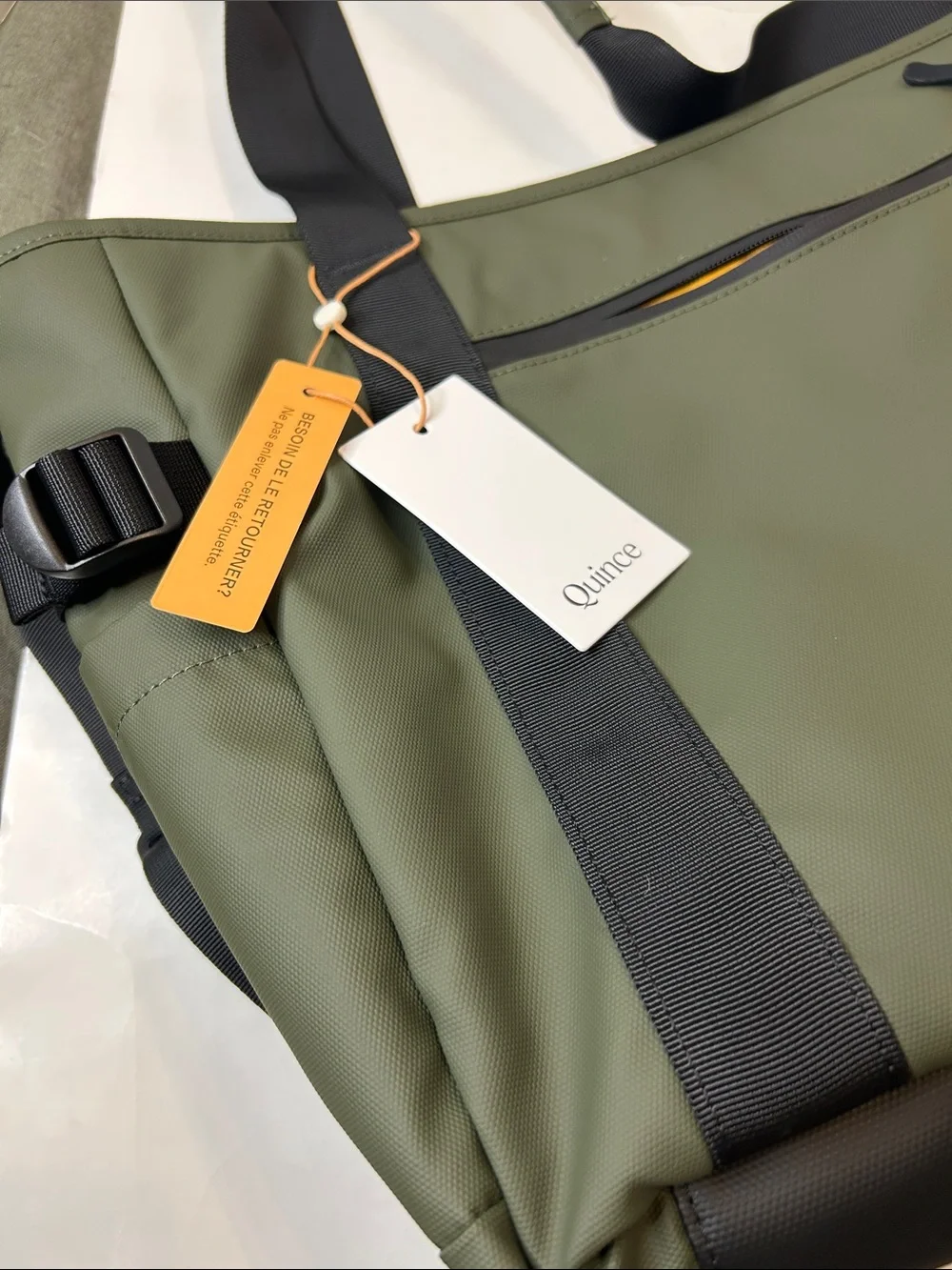 Quince Olive Green Utility Travel Bag with Black Straps - Picture 2 of 16